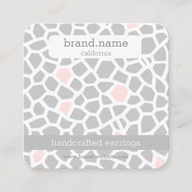 Pink Snake Skin Handmade Jewellery Display Holder Square Business Card (Front)