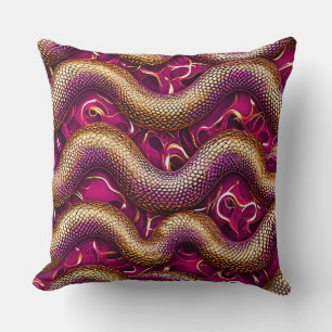 Pink Snakes Pattern 🐍💗 Bold Chic Reptile Decor Cushion