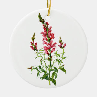 Pink Snapdragon Drawn From Nature Ceramic Tree Decoration