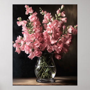 Pink Snapdragon Flowers Art Print Poster