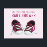 Pink Sneakers Baby Shower Invitation Postcard<br><div class="desc">Is there anything so sweet,  as the pitter patter of little feet? The design features my original painting of classic baby sneakers. Please contact me if you need help customising your order.</div>