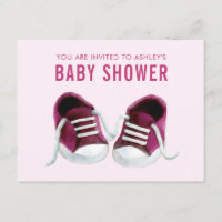 Pink Sneakers Baby Shower Invitation Postcard