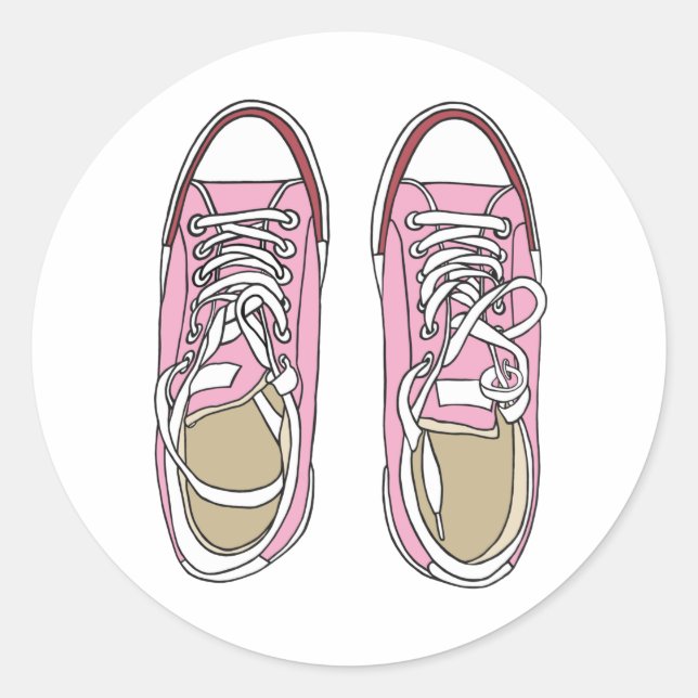 Pink sneakers classic round sticker (Front)