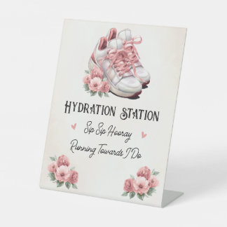 Pink Sneakers Floral Hydration Station Beverage Pedestal Sign