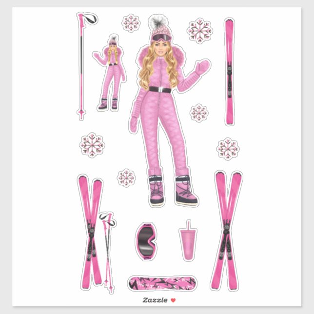 Pink Snow Bunny Ebony Fuller Shopp Sticker Decals  (Sheet)