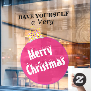 Pink Snow Capped Merry Christmas Ornament