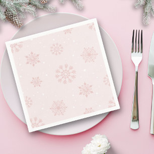 Pink Snow flakes Winter Pattern Napkin