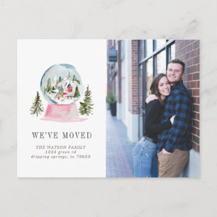 Pink Snow Globe Moving Announcement Postcard