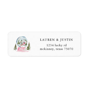 Pink Snow Globe Return Address Label