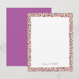 Pink Snow Leopard Print Personal Stationery Card