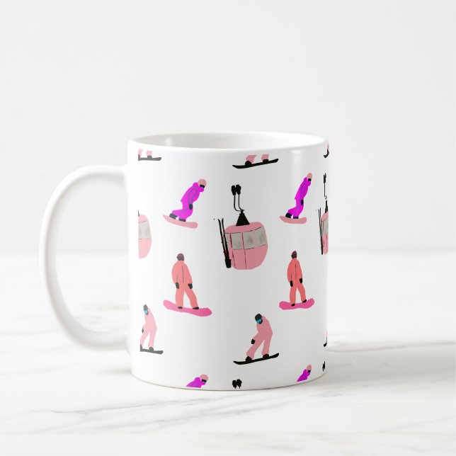  Pink Snowboard Snowboarding Coffee Mug (Left)