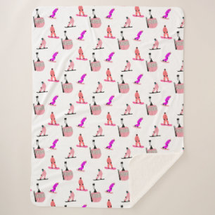  Pink Snowboard Snowboarding Sherpa Blanket