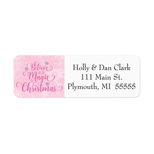 Pink Snowflake Address Label Return Address Label (Front)
