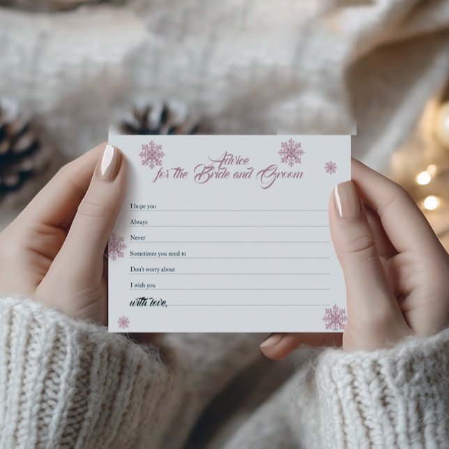 Pink Snowflake Advice Card | Winter Bridal Shower (Creator Uploaded)