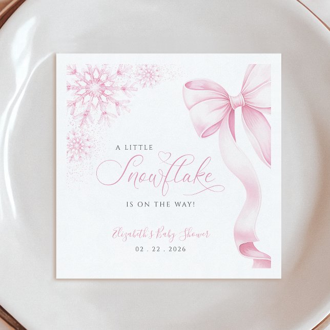 Pink Snowflake Baby Shower Napkins (Creator Uploaded)