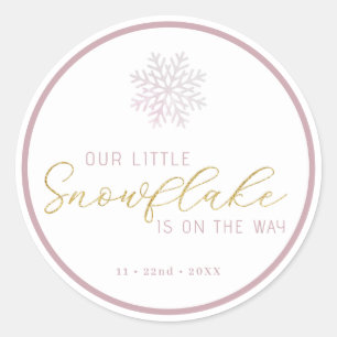 Pink Snowflake Baby Shower Sticker