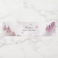 Pink Snowflake Baby Shower  Water Bottle Label