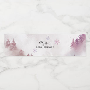 Pink Snowflake Baby Shower  Water Bottle Label