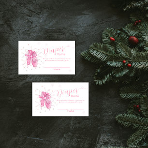 Pink Snowflake Ballerina Diaper Raffle Baby Shower Enclosure Card