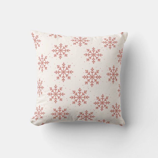 Pink Snowflake Christmas  Cushion (Front)