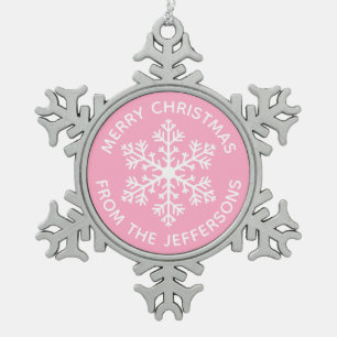 Pink Snowflake Christmas Ornament