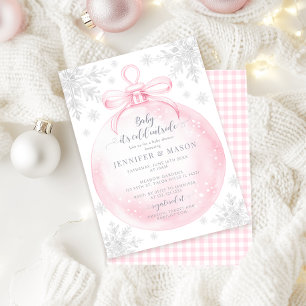 Pink Snowflake Christmas Winter Baby girl shower Invitation