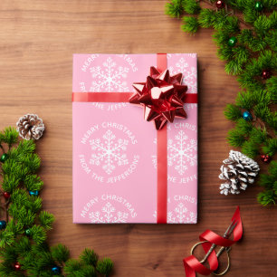 Pink Snowflake Christmas Wrapping Paper