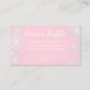 Pink Snowflake Diaper Raffle Tickets Enclosure Card