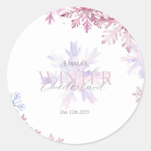 Pink Snowflake Envelope Seal Sticker Winter