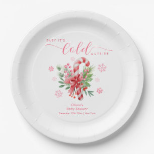 Pink Snowflake Festive Candy Girl Baby Shower  Paper Plate