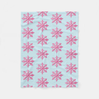 Pink Snowflake  Fleece Blanket