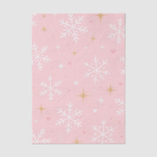 Pink Snowflake & Gold Sparkle Christmas  Tissue Paper