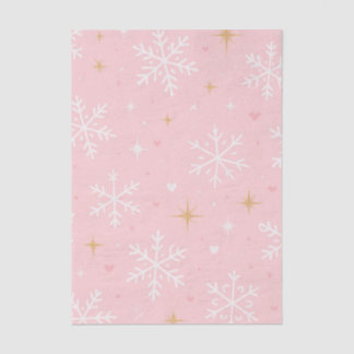 Pink Snowflake & Gold Sparkle Christmas Tissue Paper