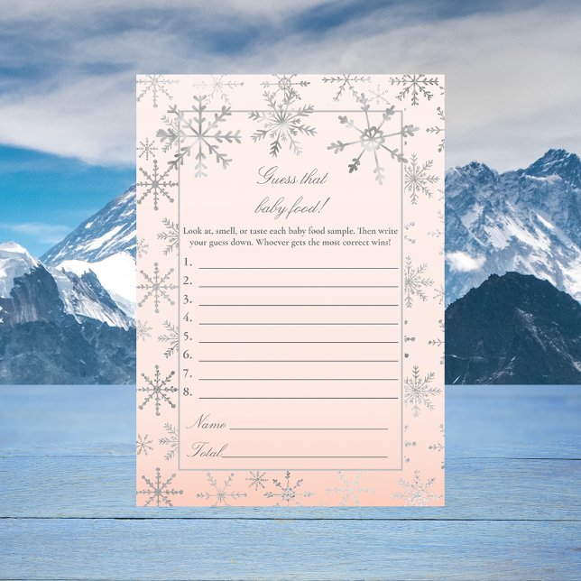 Pink Snowflake Guess That Baby Food Shower Game Invitation (Creator Uploaded)