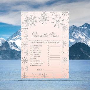 Pink Snowflake Guess The Price Baby Shower Game Invitation