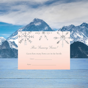 Pink Snowflake Guessing Count Baby Shower Game Enclosure Card