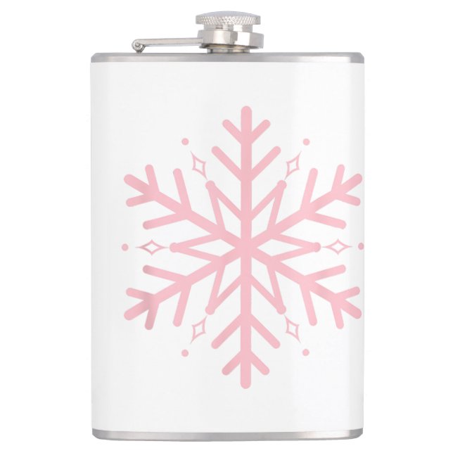 Pink Snowflake Hip Flask (Front)