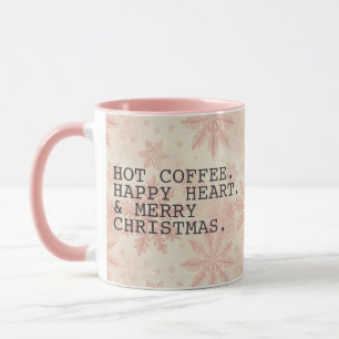 Pink Snowflake Hot Coffee Merry Christmas Mug