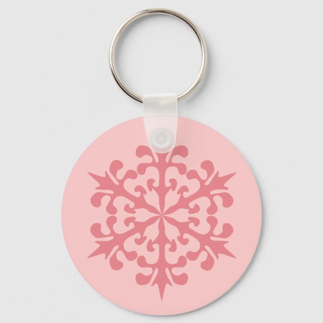 Pink Snowflake Key Ring (Front)
