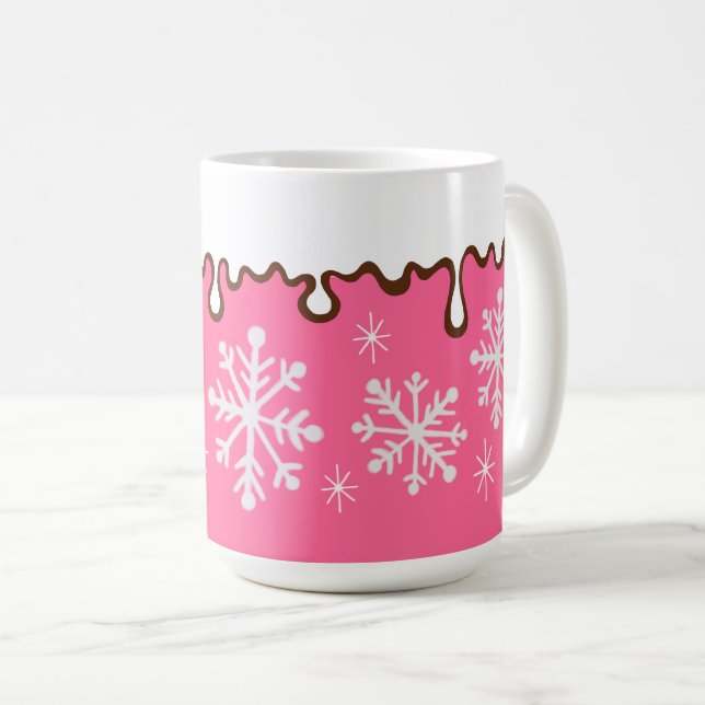 Pink Snowflake Mug (Front Right)