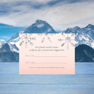 Pink Snowflake Name Suggestions Baby Shower Game Enclosure Card