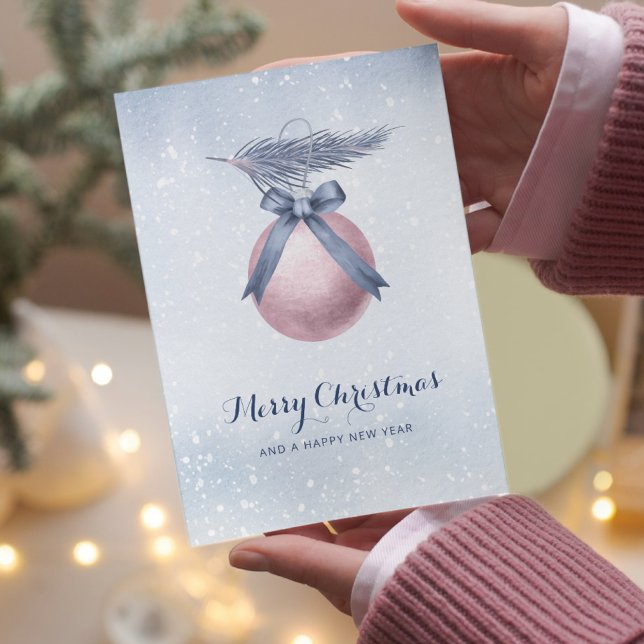 Pink Snowflake Ornament Christmas Non Photo Holiday Card (Creator Uploaded)