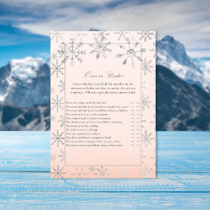 Pink Snowflake Over or Under Baby Shower Game Invitation