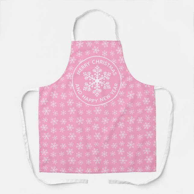 Pink Snowflake Pattern Apron (Front)