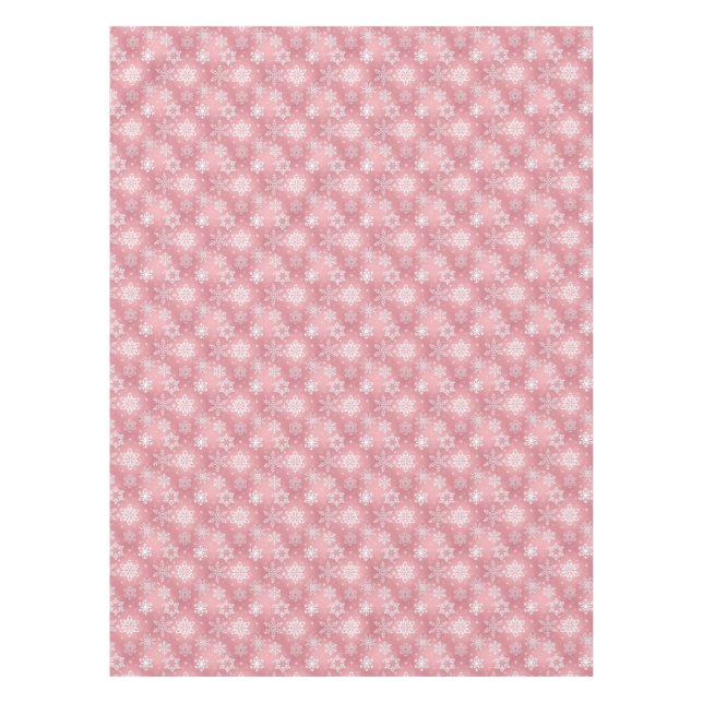 Pink snowflake pattern Holiday tablecloth (Front)