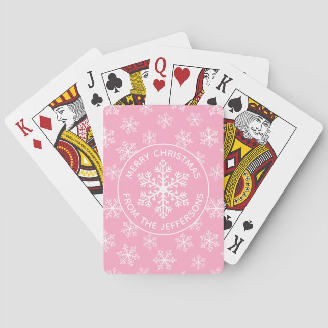 Pink Snowflake Playing Cards (Back)