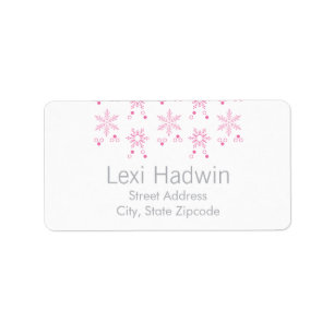 Pink Snowflake Return Address Label