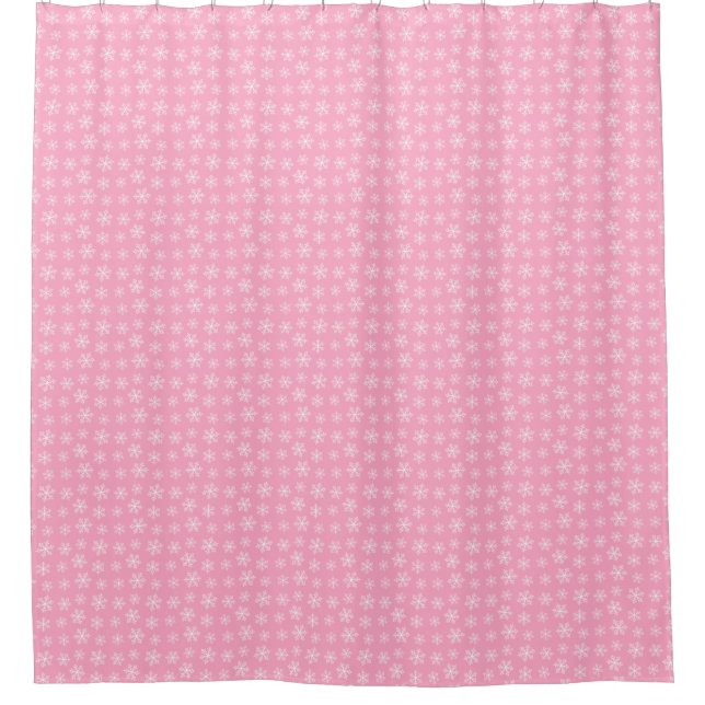Pink Snowflake Shower Curtain (Front)