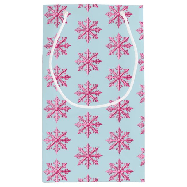 Pink Snowflake  Small Gift Bag (Back)