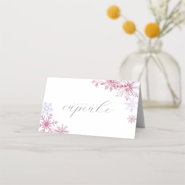 Pink Snowflake Tent Menu Card  (Front)